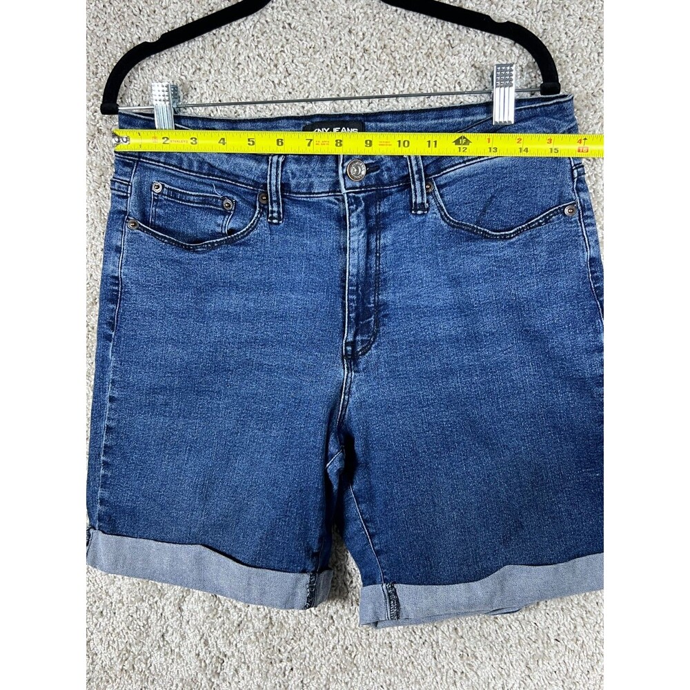 DKNY Jeans Women Denim Shorts Cuffed Stretch Blue Size 8 Casual Summer - Picture 2 of 9